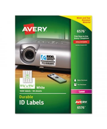 DURABLE PERMANENT ID LABELS WITH TRUEBLOCK TECHNOLOGY, LASER PRINTERS, 1.25 X 1.75, WHITE, 32/SHEET, 50 SHEETS/PACK