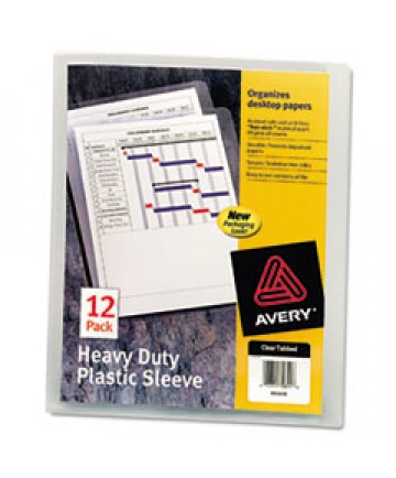 HEAVY-DUTY PLASTIC SLEEVES, LETTER SIZE, CLEAR, 12/PACK
