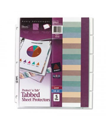 Protect 'n Tab Top-Load Clear Sheet Protectors W/five Tabs, Letter