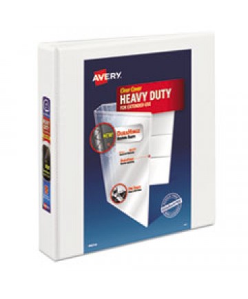 HEAVY-DUTY VIEW BINDER WITH DURAHINGE AND ONE TOUCH EZD RINGS, 3 RINGS, 1.5" CAPACITY, 11 X 8.5, WHITE