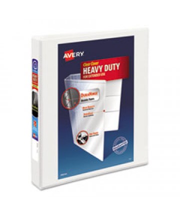 HEAVY-DUTY VIEW BINDER WITH DURAHINGE AND ONE TOUCH EZD RINGS, 3 RINGS, 1" CAPACITY, 11 X 8.5, WHITE
