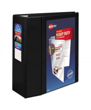 HEAVY-DUTY VIEW BINDER WITH DURAHINGE AND LOCKING ONE TOUCH EZD RINGS, 3 RINGS, 5" CAPACITY, 11 X 8.5, BLACK