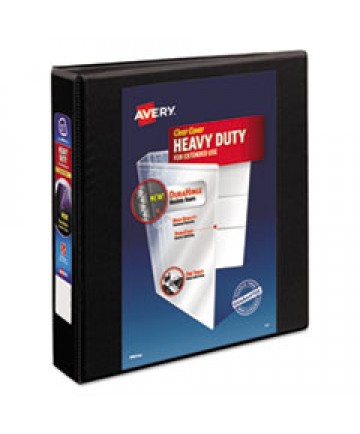 HEAVY-DUTY VIEW BINDER WITH DURAHINGE AND ONE TOUCH EZD RINGS, 3 RINGS, 1.5" CAPACITY, 11 X 8.5, BLACK