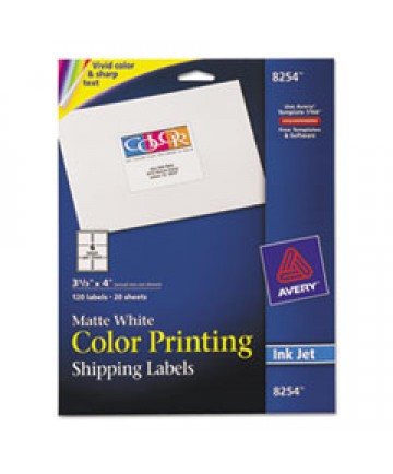 VIBRANT INKJET COLOR-PRINT LABELS W/ SURE FEED, 3 1/3 X 4, MATTE WHITE, 120/PK