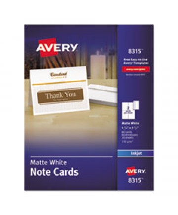 Note Cards For Inkjet Printers, 4 1/4 X 5 1/2, Matte White, 60/pack W/envelopes