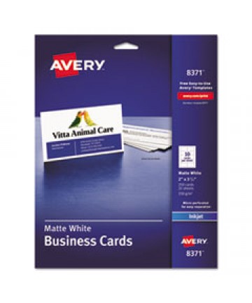PRINTABLE MICROPERFORATED BUSINESS CARDS WITH SURE FEED TECHNOLOGY, INKJET, 2 X 3.5, WHITE, MATTE, 250/PACK