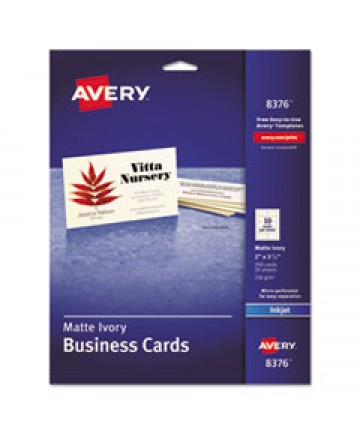 PRINTABLE MICROPERFORATED BUSINESS CARDS WITH SURE FEED TECHNOLOGY, INKJET, 2 X 3.5, IVORY, MATTE, 250/PACK