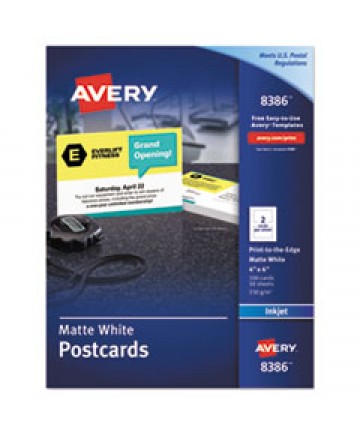 Postcards, Inkjet, 4 X 6, 2 Cards/sheet, White, 100 Cards/box