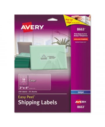 MATTE CLEAR EASY PEEL MAILING LABELS W/ SURE FEED TECHNOLOGY, INKJET PRINTERS, 2 X 4, CLEAR, 10/SHEET, 25 SHEETS/PACK