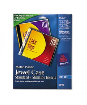 Inkjet Cd/dvd Jewel Case Inserts, Matte White, 20/pack