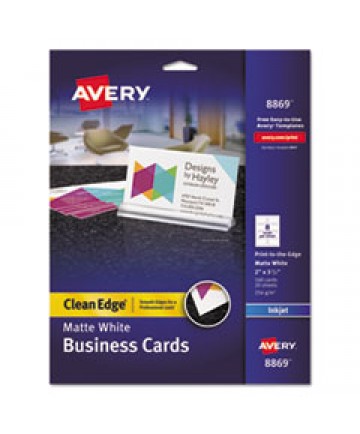 Print-To-The-Edge True Print Business Cards, Inkjet, 2x3 1/2, Wht, 160/pk