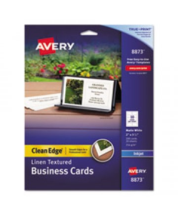 Linen Texture True Print Business Cards, Inkjet, 2 X 3 1/2, Linen White, 200/pk