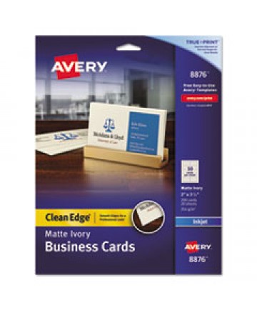 True Print Clean Edge Business Cards, Inkjet, 2 X 3 1/2, Ivory, 200/pack