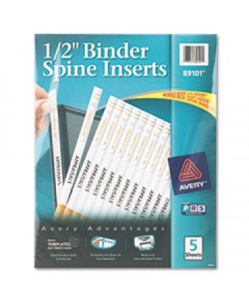 Binder Spine Inserts, 1/2" Spine Width, 16 Inserts/sheet, 5 Sheets/pack