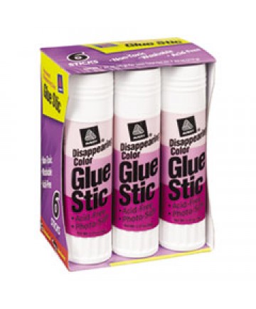 PERMANENT GLUE STIC VALUE PACK, 1.27 OZ, APPLIES PURPLE, DRIES CLEAR, 6/PACK