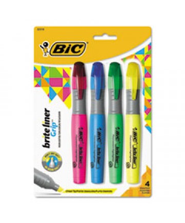 BRITE LINER TANK-STYLE HIGHLIGHTER, CHISEL TIP, ASSORTED COLORS, 4/SET