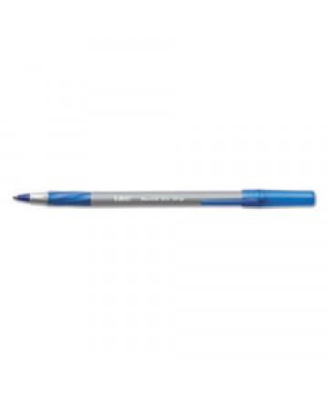 ROUND STIC GRIP XTRA COMFORT STICK BALLPOINT PEN, 0.8MM, BLUE INK, GRAY BARREL, DOZEN
