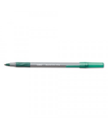 ROUND STIC GRIP XTRA COMFORT STICK BALLPOINT PEN, 1.2MM, GREEN INK, GRAY BARREL, DOZEN