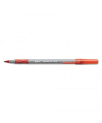 ROUND STIC GRIP XTRA COMFORT STICK BALLPOINT PEN, 1.2MM, RED INK, GRAY BARREL, DOZEN