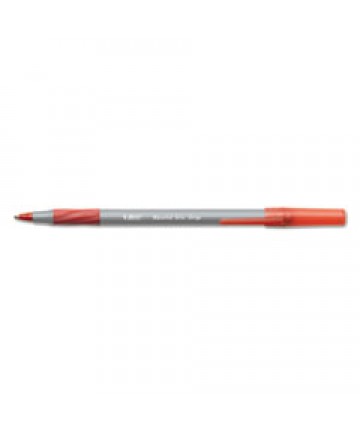 ROUND STIC GRIP XTRA COMFORT STICK BALLPOINT PEN, 1.2MM, RED INK, GRAY BARREL, DOZEN