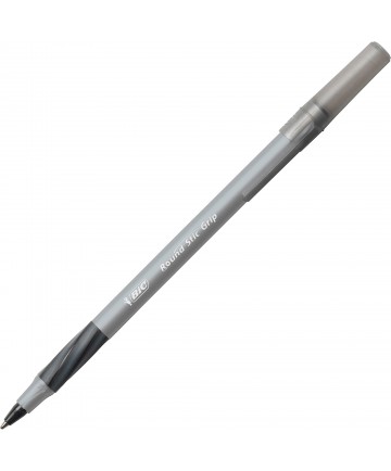 ROUND STIC GRIP XTRA COMFORT STICK BALLPOINT PEN VALUE PACK, 1.2MM, BLACK INK, GRAY BARREL, 36/PACK