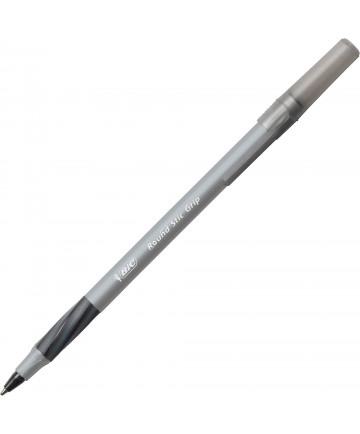 ROUND STIC GRIP XTRA COMFORT STICK BALLPOINT PEN VALUE PACK, 1.2MM, BLACK INK, GRAY BARREL, 36/PACK