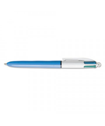 4-COLOR RETRACTABLE BALLPOINT PEN, 1 MM, BLACK/BLUE/GREEN/RED INK, BLUE BARREL
