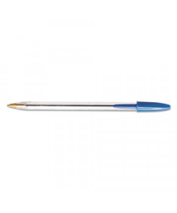 CRISTAL XTRA SMOOTH STICK BALLPOINT PEN, 1MM, BLUE INK, CLEAR BARREL, DOZEN