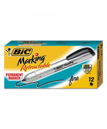 INTENSITY RETRACTABLE PERMANENT MARKER, FINE BULLET TIP, BLACK, DOZEN