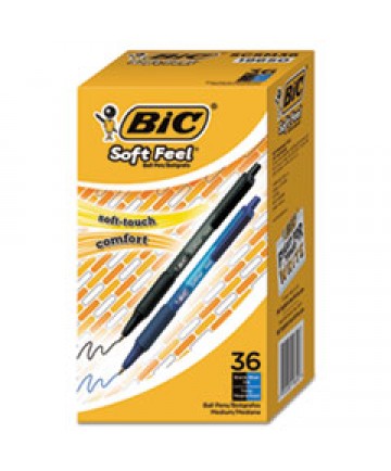 SOFT FEEL RETRACTABLE BALLPOINT PEN VALUE PACK, 1MM, ASSORTED INK/BARREL, 36/PACK