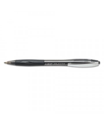 ATLANTIS RETRACTABLE BALLPOINT PEN, MEDIUM 1MM, BLACK INK/BARREL, DOZEN