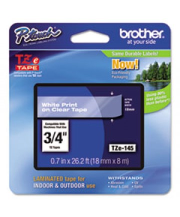 TZE STANDARD ADHESIVE LAMINATED LABELING TAPE, 0.7" X 26.2 FT, BLACK ON CLEAR