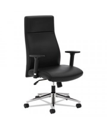 DEFINE EXECUTIVE HIGH-BACK LEATHER CHAIR, SUPPORTS UP TO 250 LBS., BLACK SEAT/BLACK BACK, POLISHED CHROME BASE