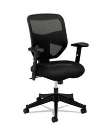 VL531 MESH HIGH-BACK TASK CHAIR WITH ADJUSTABLE ARMS, SUPPORTS UP TO 250 LBS., BLACK SEAT/BLACK BACK, BLACK BASE