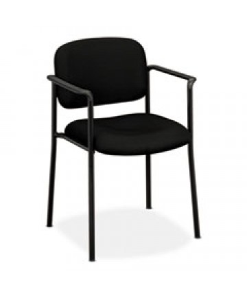 VL616 STACKING GUEST CHAIR WITH ARMS, BLACK SEAT/BLACK BACK, BLACK BASE