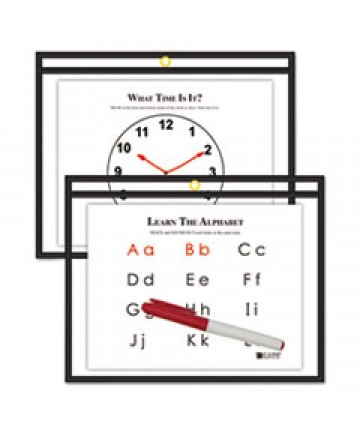 REUSABLE DRY ERASE POCKETS, 12 X 9, BLACK