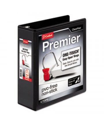 PREMIER EASY OPEN CLEARVUE LOCKING SLANT-D RING BINDER, 3 RINGS, 3" CAPACITY, 11 X 8.5, BLACK