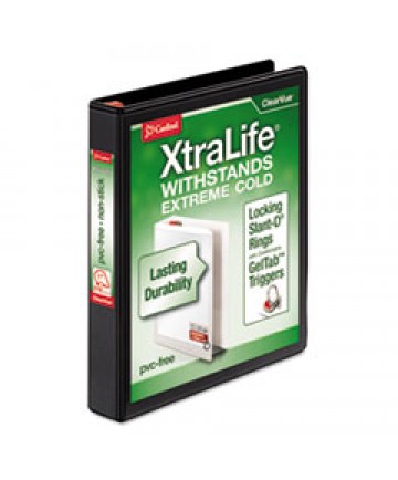 XTRALIFE CLEARVUE NON-STICK LOCKING SLANT-D RING BINDER, 3 RINGS, 1" CAPACITY, 11 X 8.5, WHITE