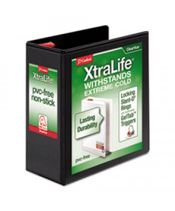 XTRALIFE CLEARVUE NON-STICK LOCKING SLANT-D RING BINDER, 3 RINGS, 3" CAPACITY, 11 X 8.5, BLACK