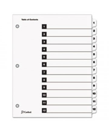 ONESTEP PRINTABLE TABLE OF CONTENTS AND DIVIDERS, 12-TAB, 1 TO 12, 11 X 8.5, WHITE, 1 SET