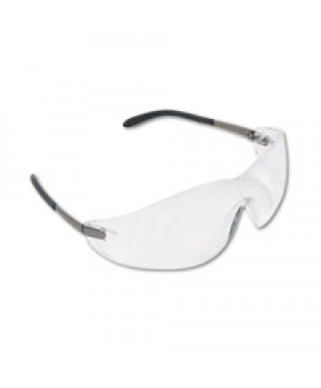 Blackjack Wraparound Safety Glasses, Chrome Plastic Frame, Clear Lens