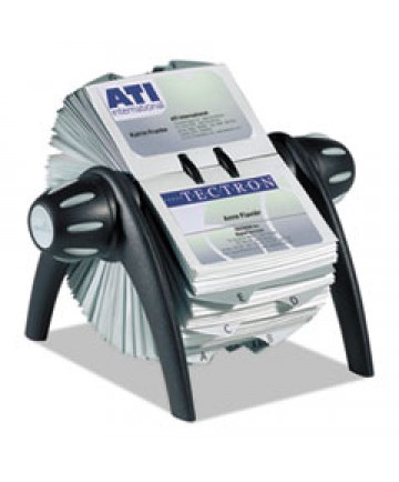 Visifix Flip Rotary Business Card File, Holds 400 4 1/8 X 2 7/8 Cards, Black/sr