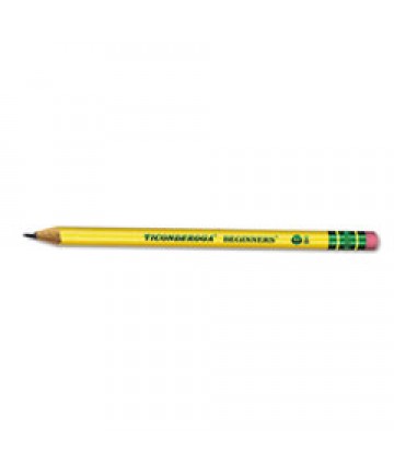 TICONDEROGA BEGINNERS WOODCASE PENCIL WITH ERASER AND MICROBAN PROTECTION, HB (#2), BLACK LEAD, YELLOW BARREL, DOZEN