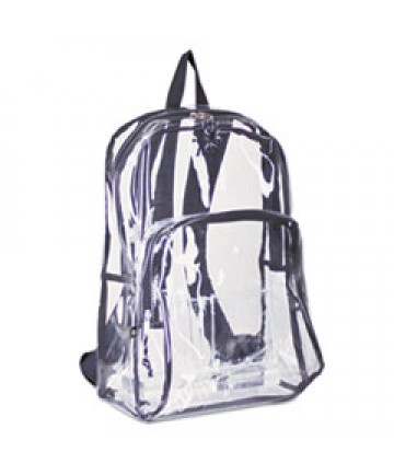 Backpack, Pvc Plastic, 12 1/2 X 5 1/2 X 17 1/2, Clear/black