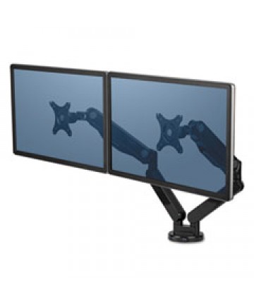 PLATINUM SERIES DUAL MONITOR ARM FOR 27" MONITORS, 360 DEG ROTATION, +85 DEG/-20 DEG TILT, 360 DEG PAN, BLACK, SUPPORTS 20 LB