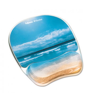 Gel Mouse Pad W/wrist Rest, Photo, 7 7/8 X 9 1/4, Sandy Beach