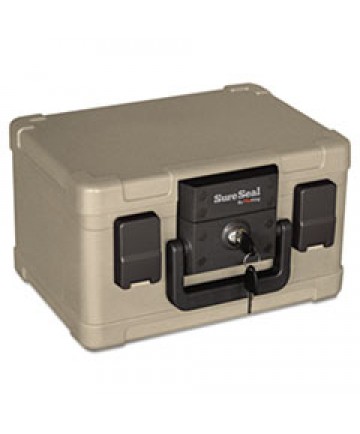 FIRE AND WATERPROOF CHEST, 0.15 CU FT, 12.2W X 9.8D X 7.3H, TAUPE