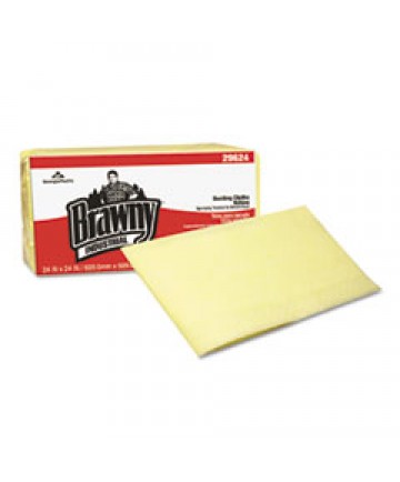 Brawny Industrial Dusting Cloths, Quarterfold, 24x24, Yellow, 50/pk, 4/ct