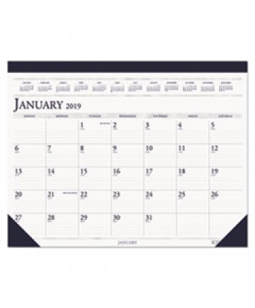 RECYCLED TWO-COLOR MONTHLY DESK PAD CALENDAR, 18.5 X 13, 2021