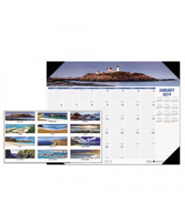 RECYCLED COASTLINES PHOTOGRAPHIC MONTHLY DESK PAD CALENDAR, 22 X 17, 2019